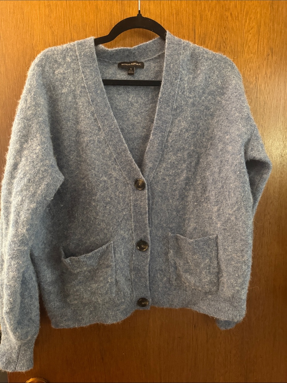 Banana Republic Soft Dusty Blue V-Neck Button Front Cardigan